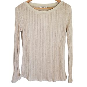 Mango Beige/Khaki Sparkle Ribbed Knit Sweater